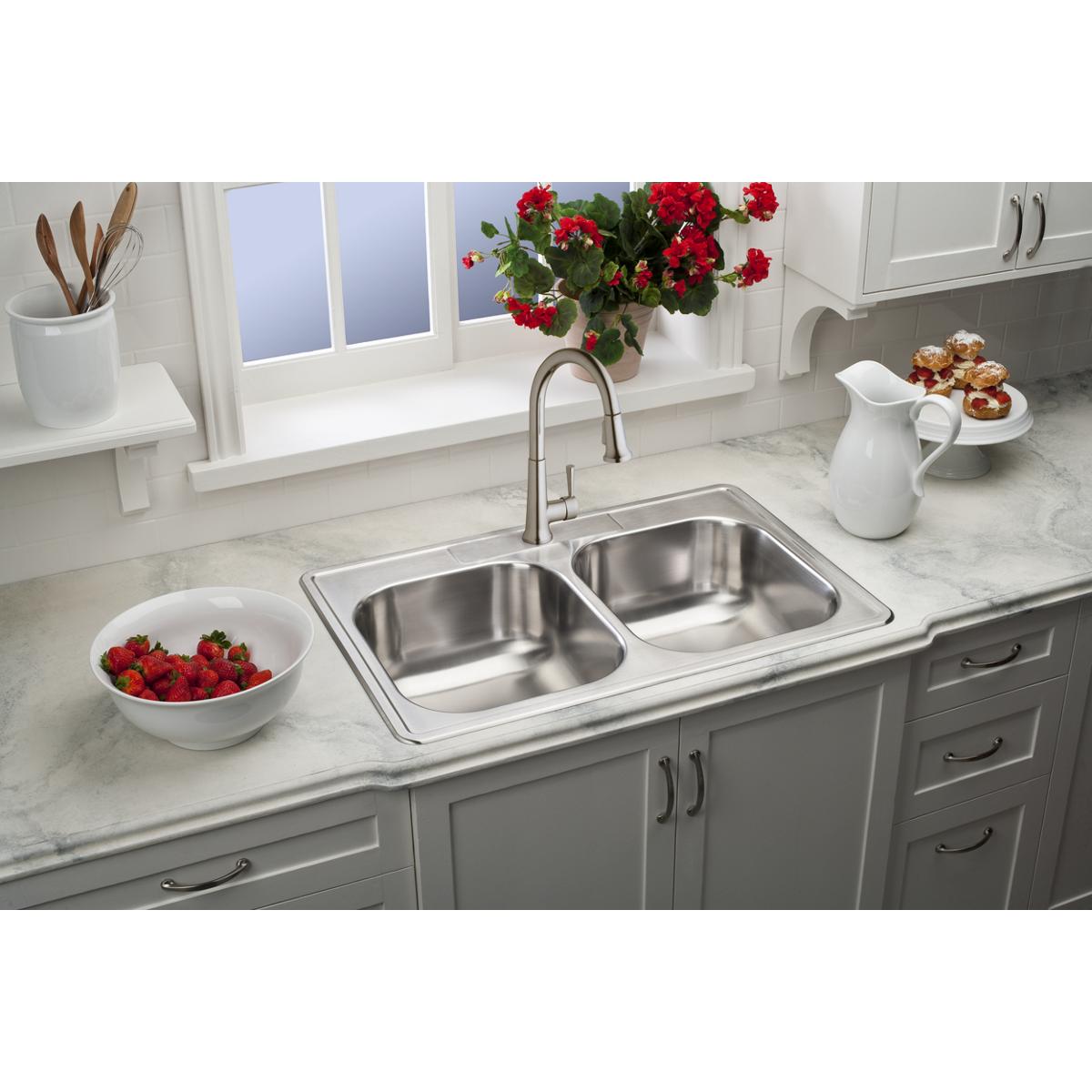 Dayton Stainless Steel 33 X 22 X 8 1 Equal Double Bowl Drop In Sink