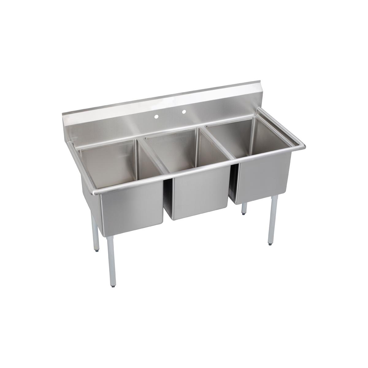 Elkay 3 Comp. Sink, 81X30 OA, 24X24X12 B, No DBs, 18/300 SS, NSF