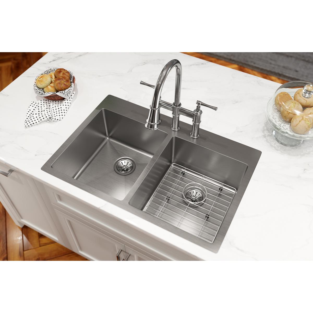 Elkay SS 33 x 22 x 9 Equal Double Dual Mount Sink Kit