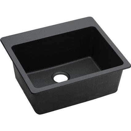 Qtz 25x22x9.5 Single Drop-in Sink Black