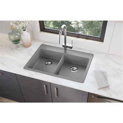 Elkay Quartz Classic 33 x 22 x 5.5 Double Bowl ADA Drop-in Sink