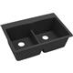 Quartz 33x22x10 Dbl Drop-in Sink Black