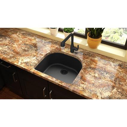 Quartz 25x22x8.5 Single UMnt Sink Black