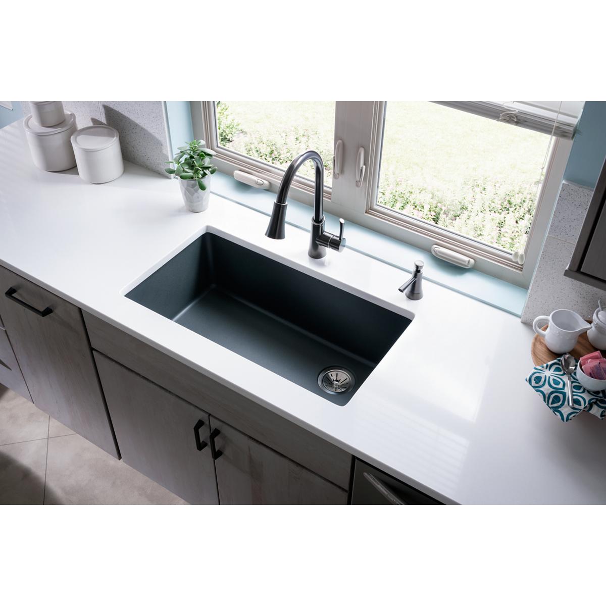 Elkay Quartz Classic 33 x 18.7 x 9.5 Single Undermount Sink Greystone