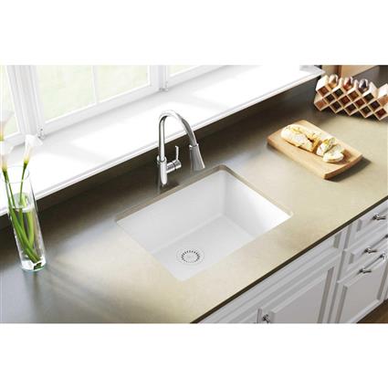 Qtz 25x18.5x9.5 Single UMnt Sink White