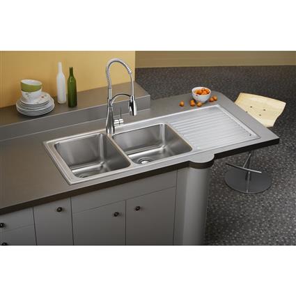 SS 54x22x10 Dbl Drop-in Sink+Drainboard