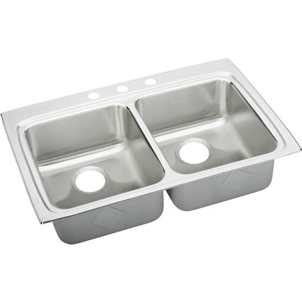 SS 33x22x5 Dbl Bowl Drop-in ADA Sink