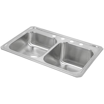 SS 33x22x10.2 Dbl Bowl Drop-in Sink